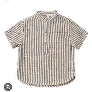 Rylee and cru Mason nautical Striped Kids Shirt - Brown, Blue, and cream